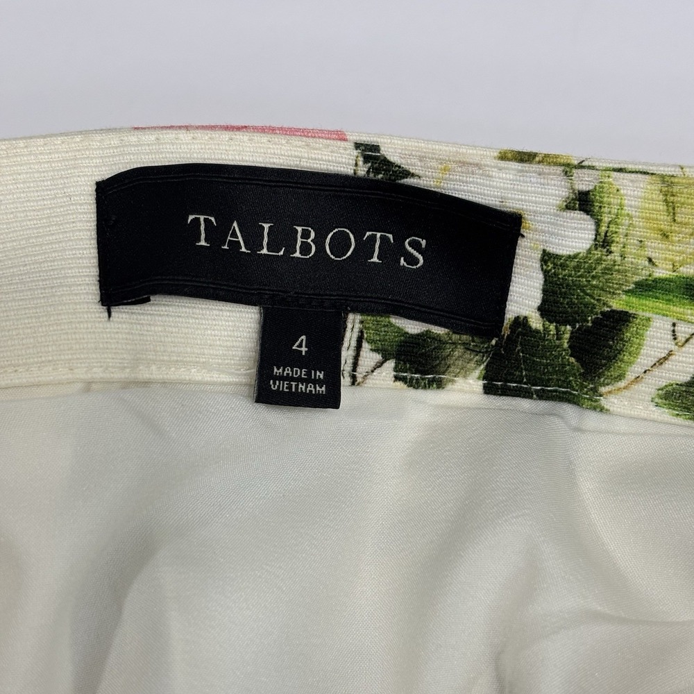 Talbots Floral Trellis Cream/Pink Pleated Midi Skirt Women's Size 4 - Picture 4 of 5